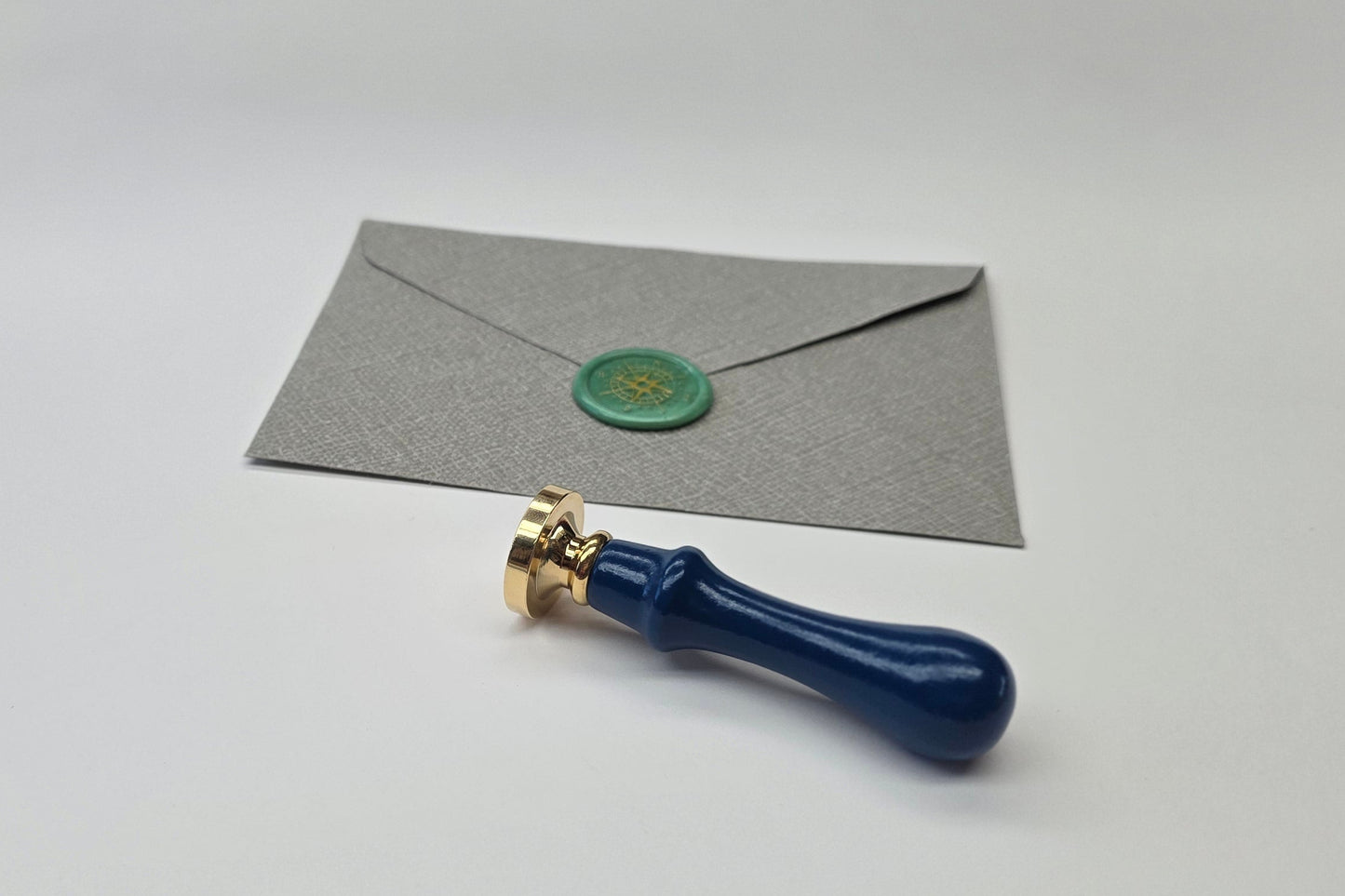 Blue stamp handle