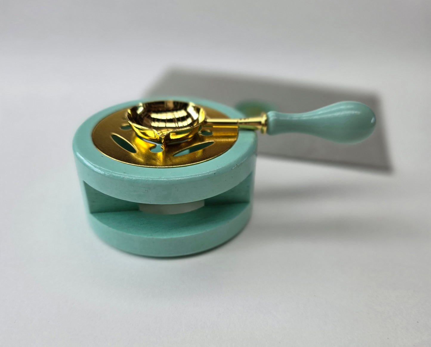 Turquoise sealing wax warmer and spoon