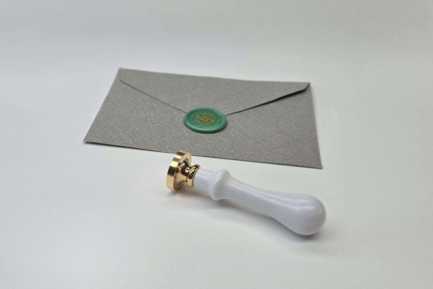 White stamp handle